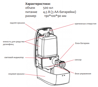 Сенсорный (автоматический) диспенсер для жидкого мыла Ksitex ASD-500B